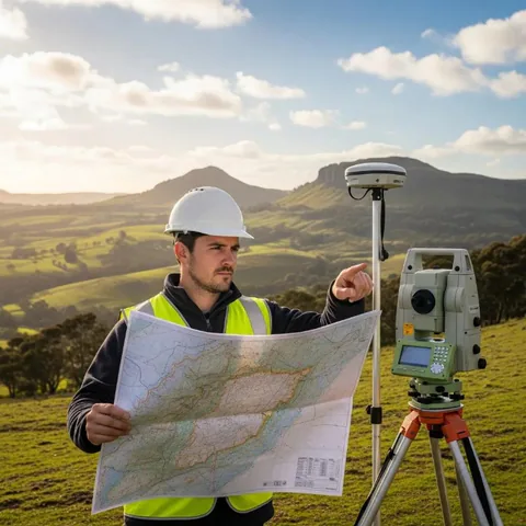 Engineering professional conducting a topographic survey